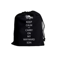 Keep Calm And Carry On My Wayward Son Drawstring Pouch (large) by TheFandomWard