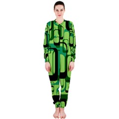 Retro Pattern 1971 Green OnePiece Jumpsuit (Ladies) 