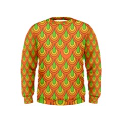 70s Green Orange Pattern Boys  Sweatshirts by ImpressiveMoments