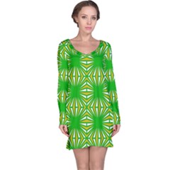 Retro Green Pattern Long Sleeve Nightdresses by ImpressiveMoments