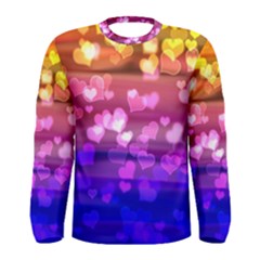 Lovely Hearts, Bokeh Men s Long Sleeve T-shirts by ImpressiveMoments