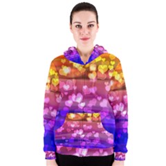 Lovely Hearts, Bokeh Women s Zipper Hoodies by ImpressiveMoments