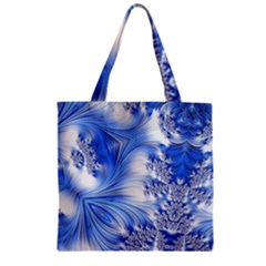 Special Fractal 17 Blue Zipper Grocery Tote Bags