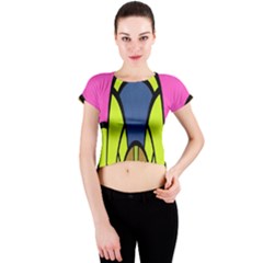 Distorted Symmetrical Shapes Crew Neck Crop Top