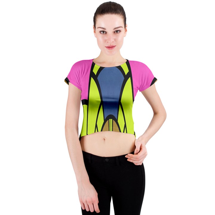 Distorted symmetrical shapes Crew Neck Crop Top