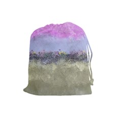 Abstract Garden In Pastel Colors Drawstring Pouches (large)  by digitaldivadesigns