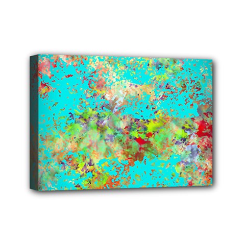 Abstract Garden In Aqua Mini Canvas 7  X 5  by digitaldivadesigns