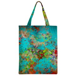 Abstract Garden In Aqua Zipper Classic Tote Bags