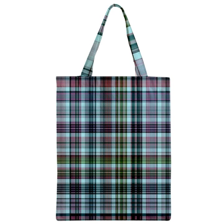 Plaid Ocean Zipper Classic Tote Bags