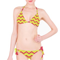 Chevron Yellow Pink Bikini Set