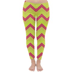 Chevron Yellow Pink Winter Leggings by ImpressiveMoments