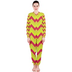 Chevron Yellow Pink Onepiece Jumpsuit (ladies) 