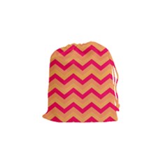 Chevron Peach Drawstring Pouches (small)  by ImpressiveMoments