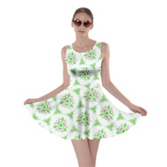 Sweet Doodle Pattern Green Skater Dresses