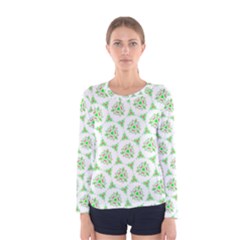 Sweet Doodle Pattern Green Women s Long Sleeve T-shirts