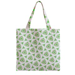 Sweet Doodle Pattern Green Zipper Grocery Tote Bags