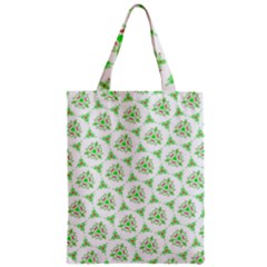 Sweet Doodle Pattern Green Zipper Classic Tote Bags