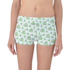 Sweet Doodle Pattern Green Boyleg Bikini Bottoms