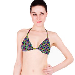 Doodle Pattern Freedom Black Bikini Tops