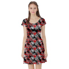 Another Doodle Short Sleeve Skater Dresses