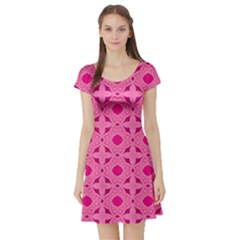 Cute Seamless Tile Pattern Gifts Short Sleeve Skater Dresses