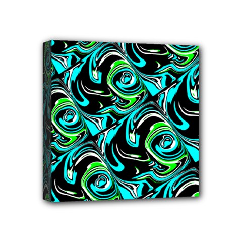 Bright Aqua, Black, And Green Design Mini Canvas 4  X 4  by digitaldivadesigns