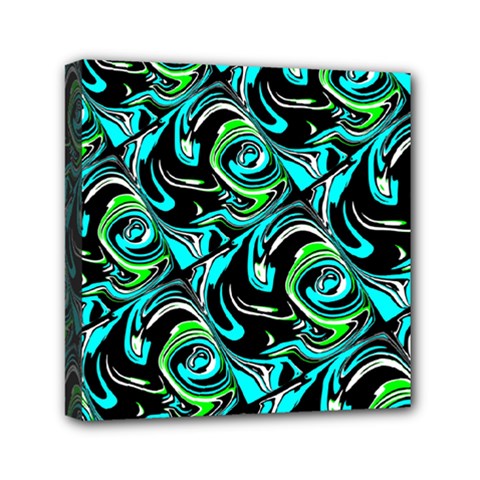 Bright Aqua, Black, And Green Design Mini Canvas 6  X 6  by digitaldivadesigns