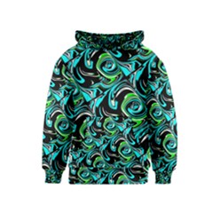 Bright Aqua, Black, And Green Design Kid s Pullover Hoodies by digitaldivadesigns