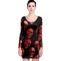 Skulls Red Long Sleeve Bodycon Dresses