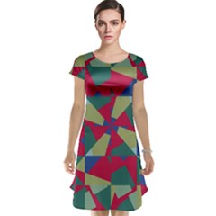 Shapes In Squares Pattern Cap Sleeve Nightdress