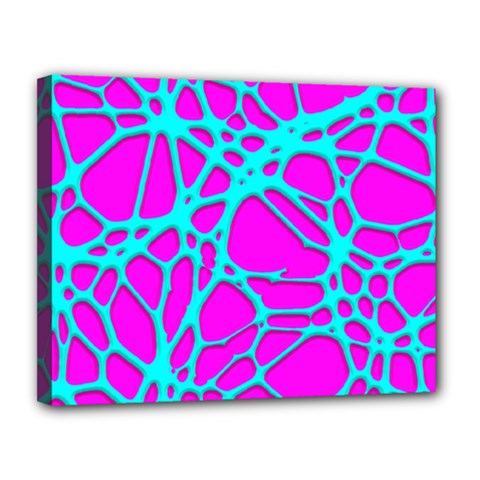 Hot Web Turqoise Pink Canvas 14  x 11 