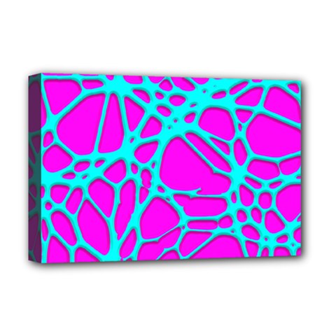 Hot Web Turqoise Pink Deluxe Canvas 18  x 12  