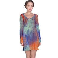 Abstract In Green, Orange, And Blue Long Sleeve Nightdresses by digitaldivadesigns