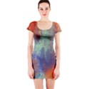 Abstract in Green, Orange, and Blue Short Sleeve Bodycon Dresses View1