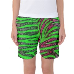 Florescent Green Zebra Print Abstract  Women s Basketball Shorts by OCDesignss