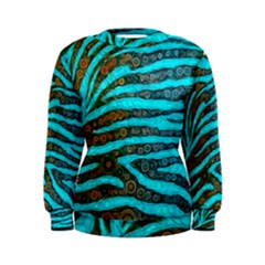 Turquoise Blue Zebra Abstract  Women s Sweatshirts by OCDesignss