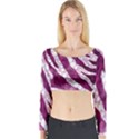 Purple Zebra Print Bling Pattern  Long Sleeve Crop Top View1