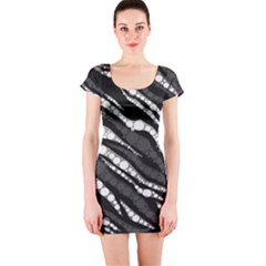 Black&white Zebra Abstract  Short Sleeve Bodycon Dresses