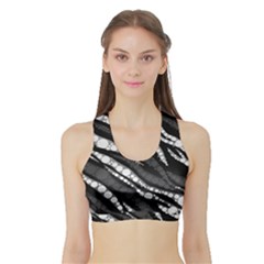 Black&white Zebra Abstract  Women s Sports Bra With Border by OCDesignss