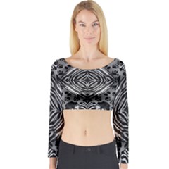 Black&white Animal Print Cat Long Sleeve Crop Top