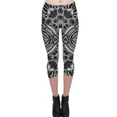 Black&white Animal Print Cat Capri Leggings