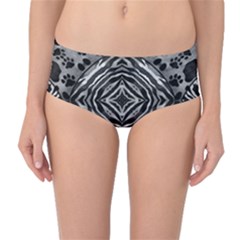 Black&white Animal Print Cat Mid-Waist Bikini Bottoms