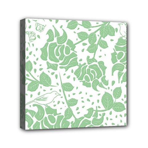 Floral Wallpaper Green Mini Canvas 6  X 6  by ImpressiveMoments