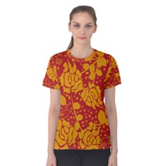 Floral Wallpaper Hot Red Women s Cotton Tees