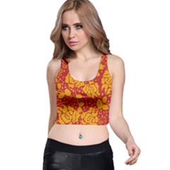 Floral Wallpaper Hot Red Racer Back Crop Tops by ImpressiveMoments