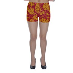 Floral Wallpaper Hot Red Skinny Shorts by ImpressiveMoments