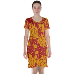 Floral Wallpaper Hot Red Short Sleeve Nightdresses by ImpressiveMoments