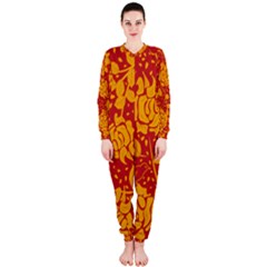 Floral Wallpaper Hot Red Onepiece Jumpsuit (ladies)  by ImpressiveMoments