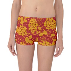 Floral Wallpaper Hot Red Boyleg Bikini Bottoms by ImpressiveMoments