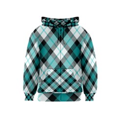 Smart Plaid Teal Kids Zipper Hoodies by ImpressiveMoments